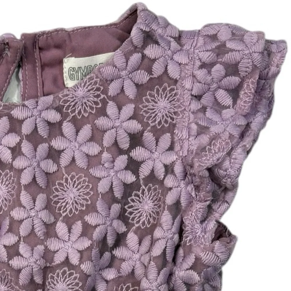 Gymboree Floral Lace Ruffle Cap Sleeve Baby Dress in Purple